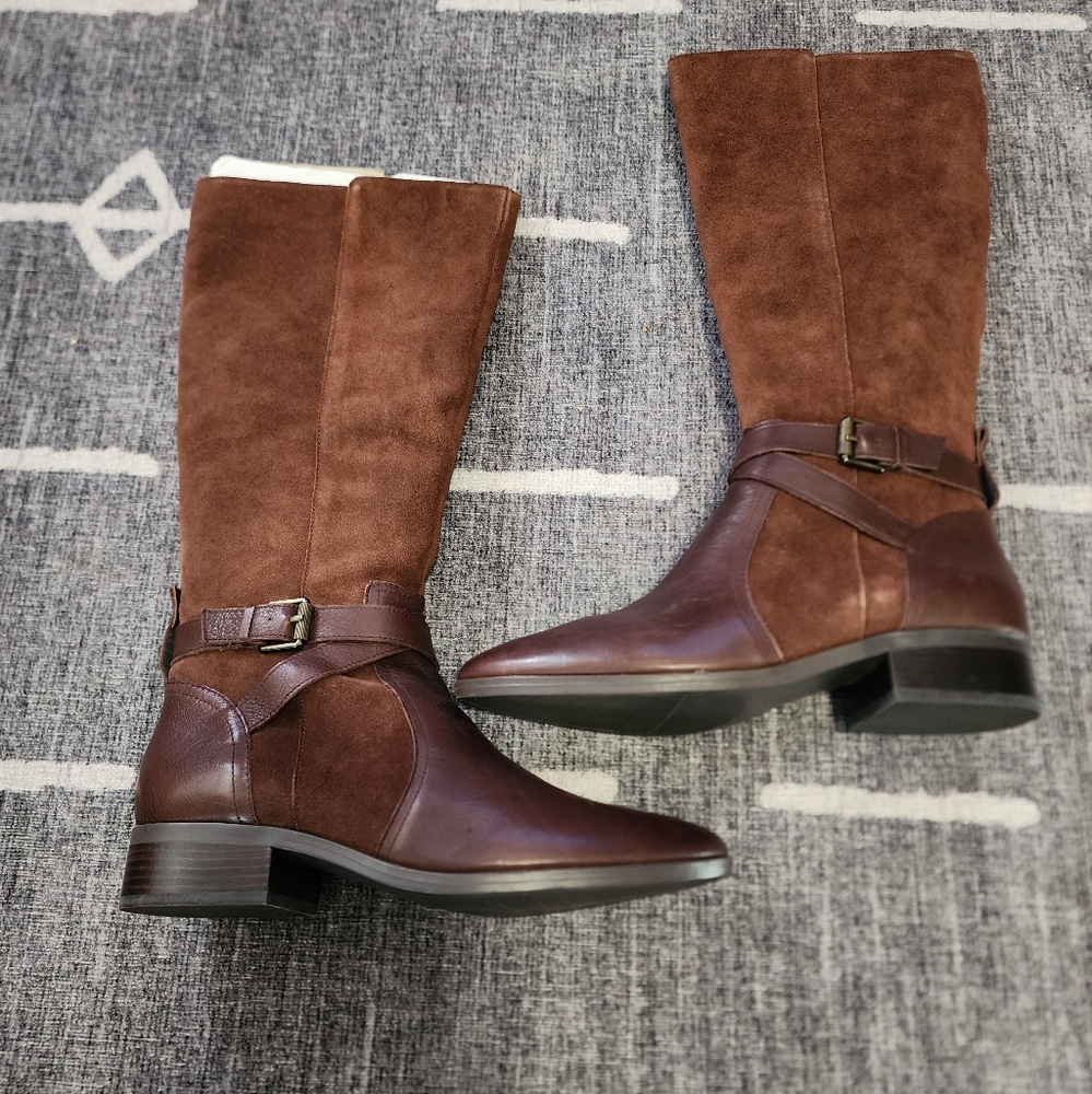 Naturalizer Brown Leather Knee-High Boots Size 11 Womens
